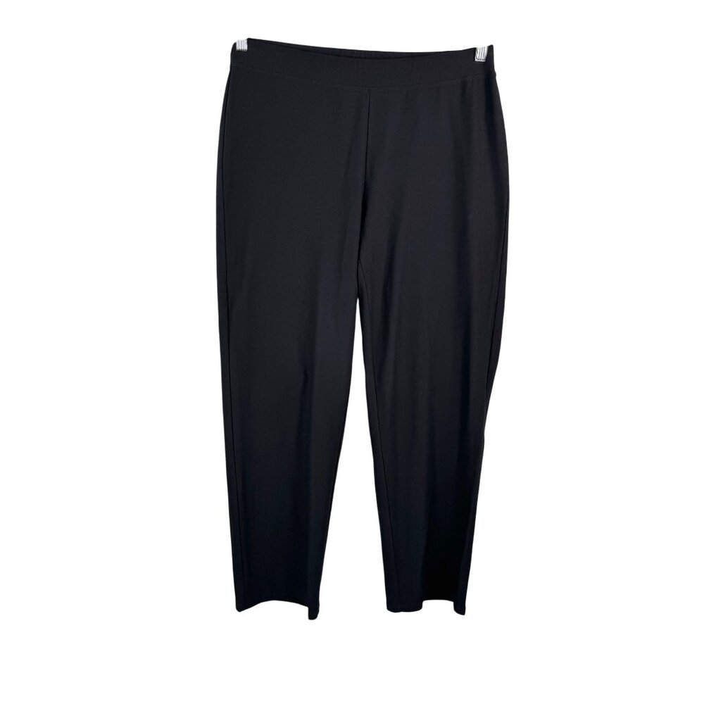 Eileen Fisher straight leg crop crepe pants‎ knit black 90s minimalist sz M